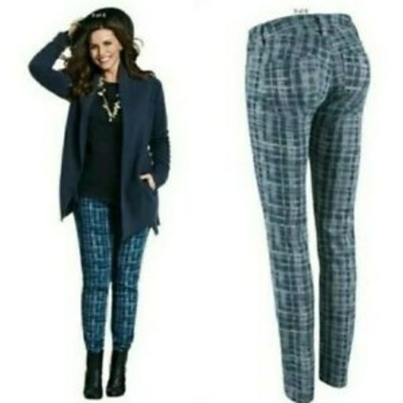 CAbi Denim - CAbi Blue Gray Grid Tie Dye Curvy Skinny Jeans 8